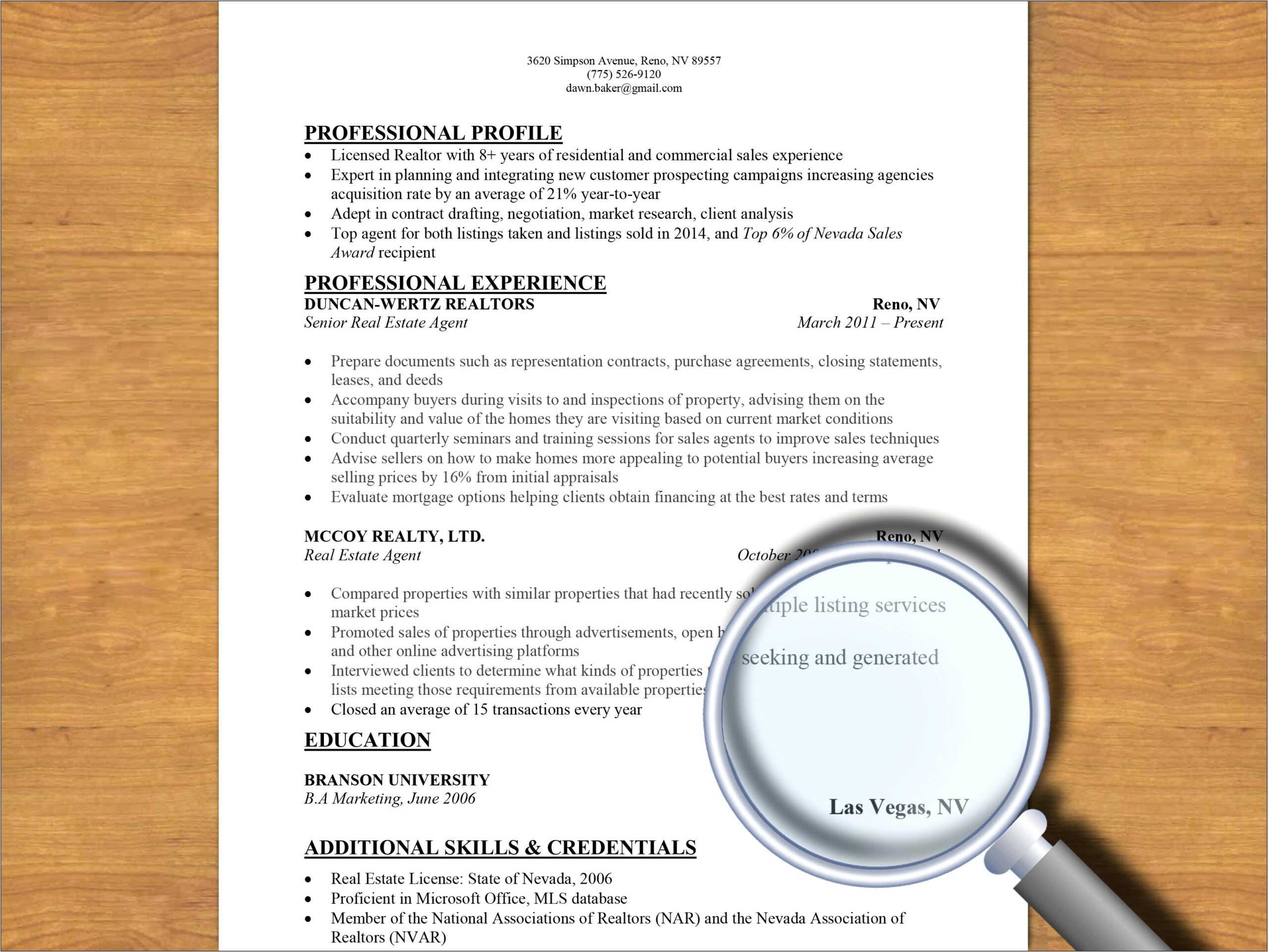 Sample Of Real Estate Agent Resume