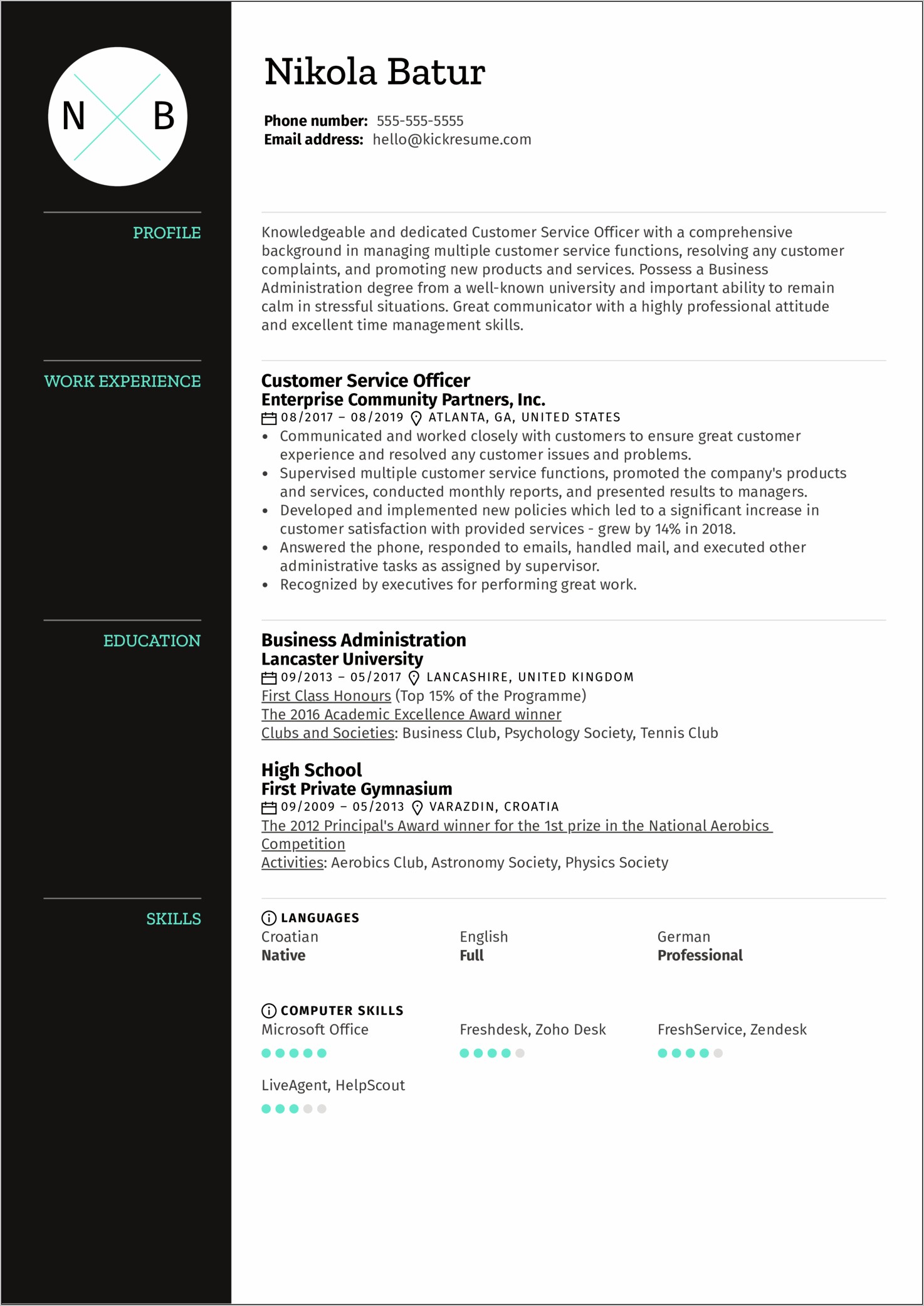 Sample Of Resume For Customer Service Officer