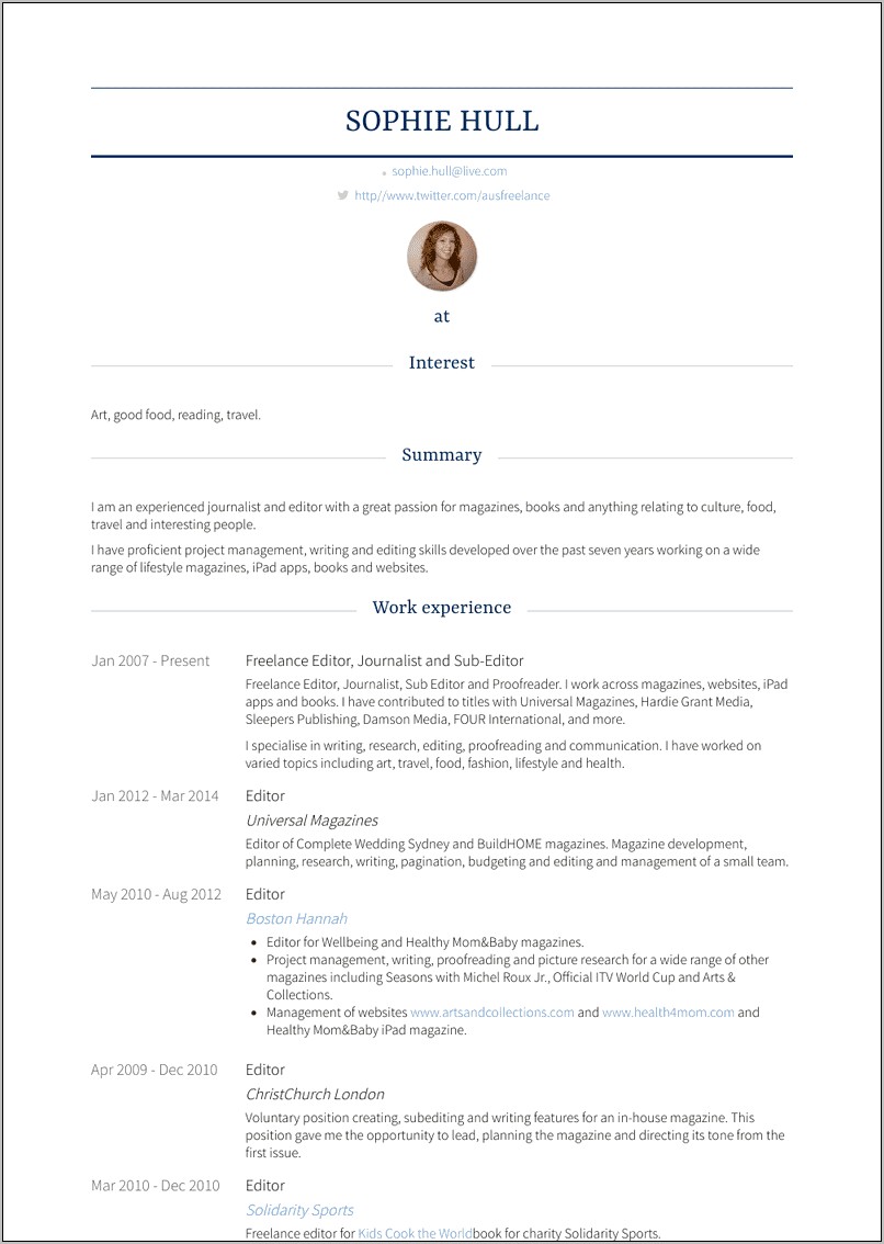 Sample Of Resume For Editor Publisher