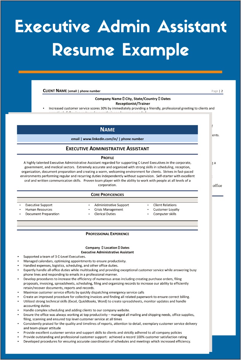 Sample Of Resume For Non Profit Executive Assistant