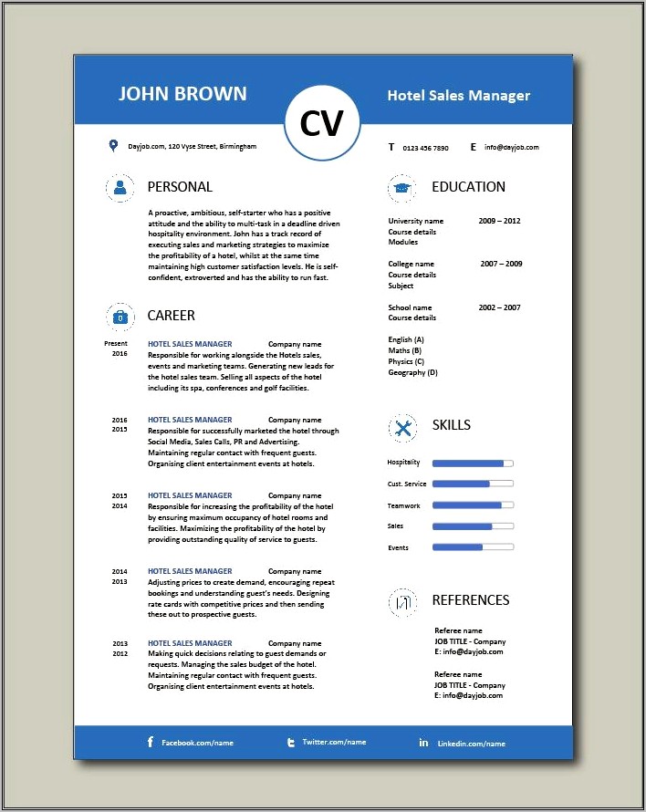 Sample Of Resume For Sales Manager Genral Manager