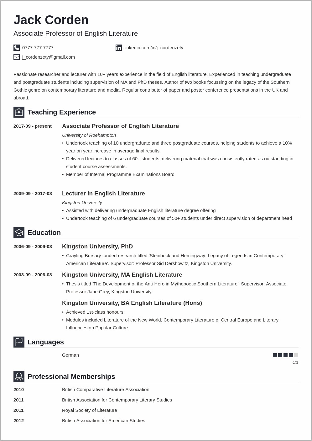 Sample Of Resume In Research Paper