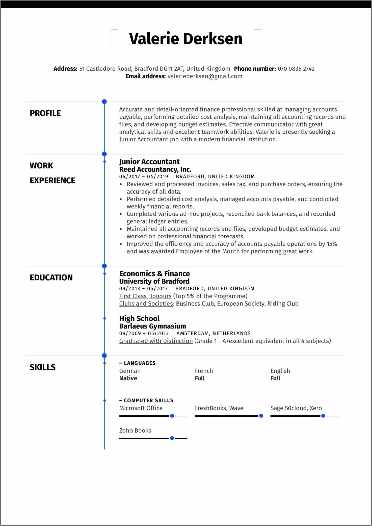 Sample Of Resume Objective For Accountant