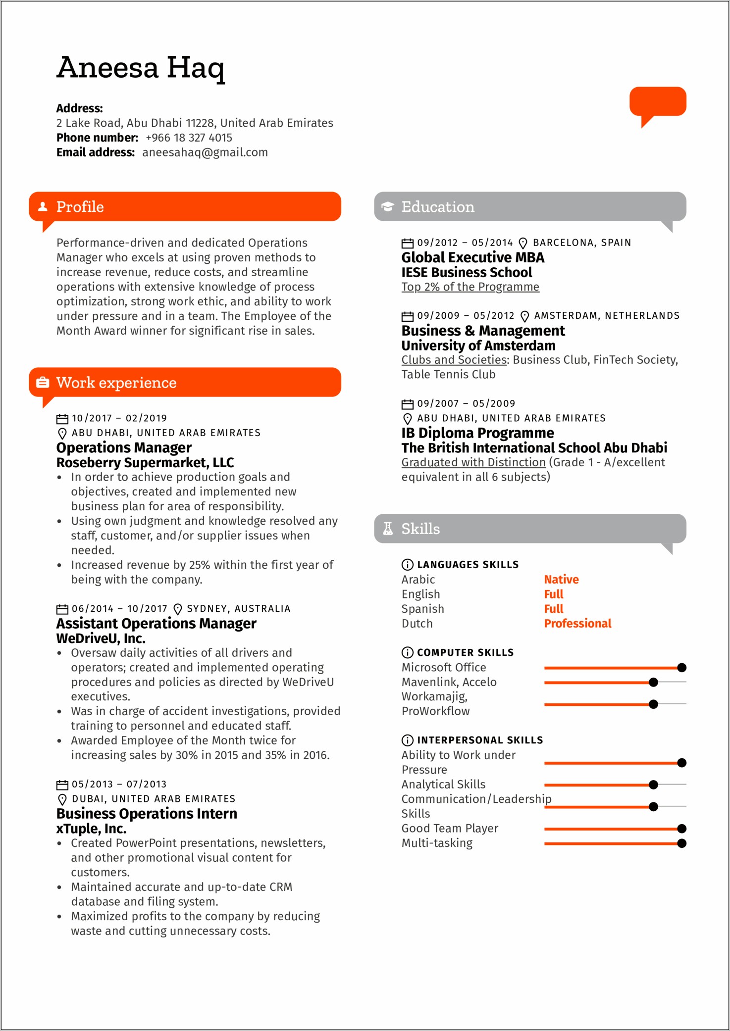 Sample Of Resume Operations Manager 2
