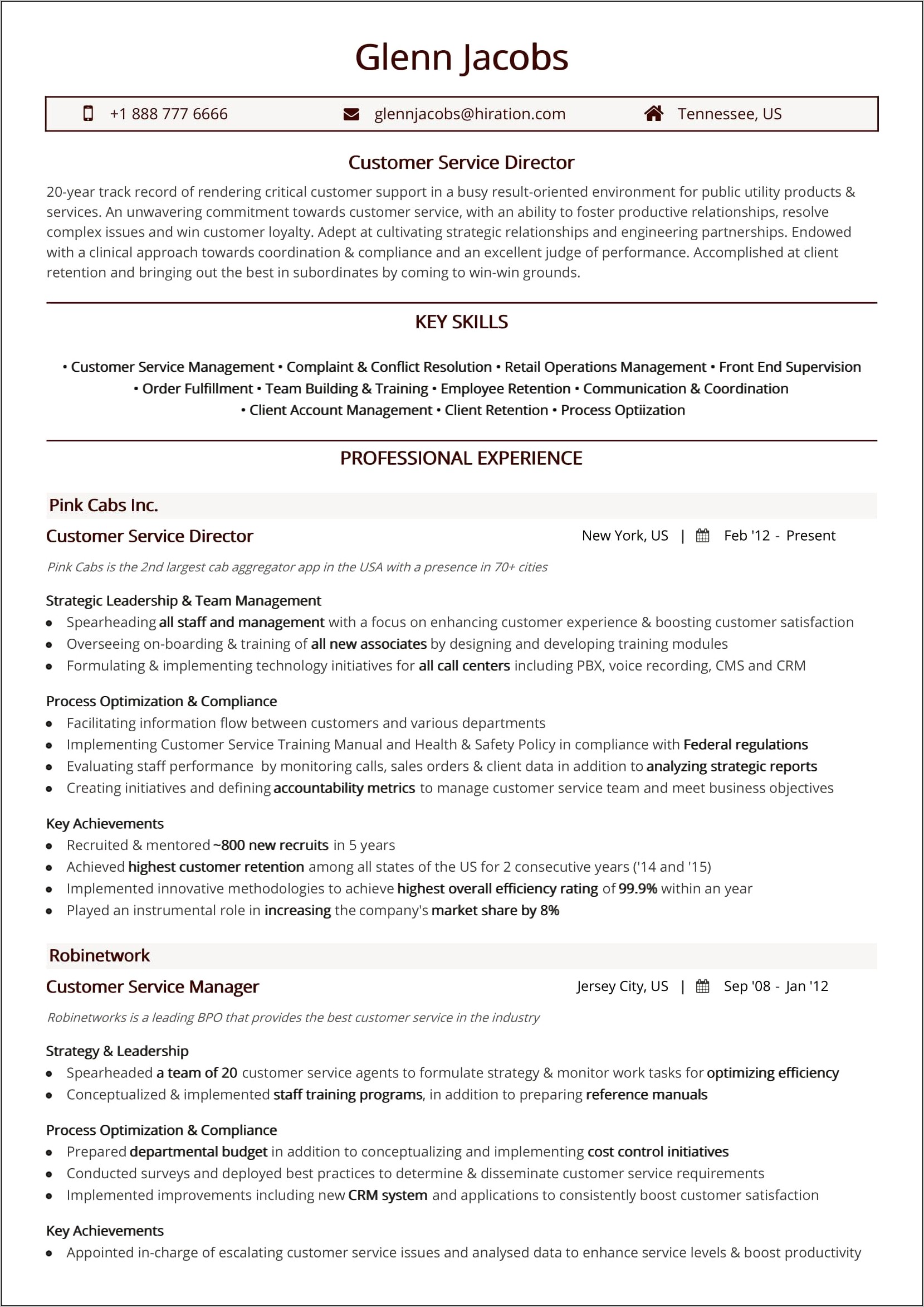 Sample Of Retail Management Customer Service Resume Functional
