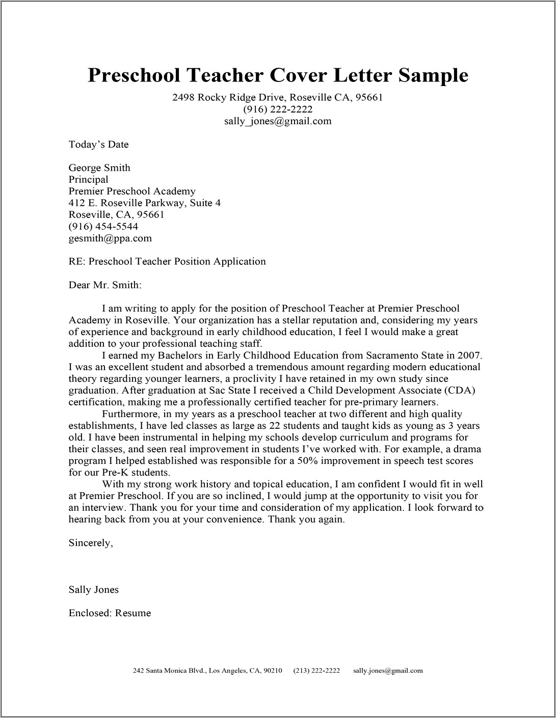 Sample Of Teacher Cover Letters And Resumes