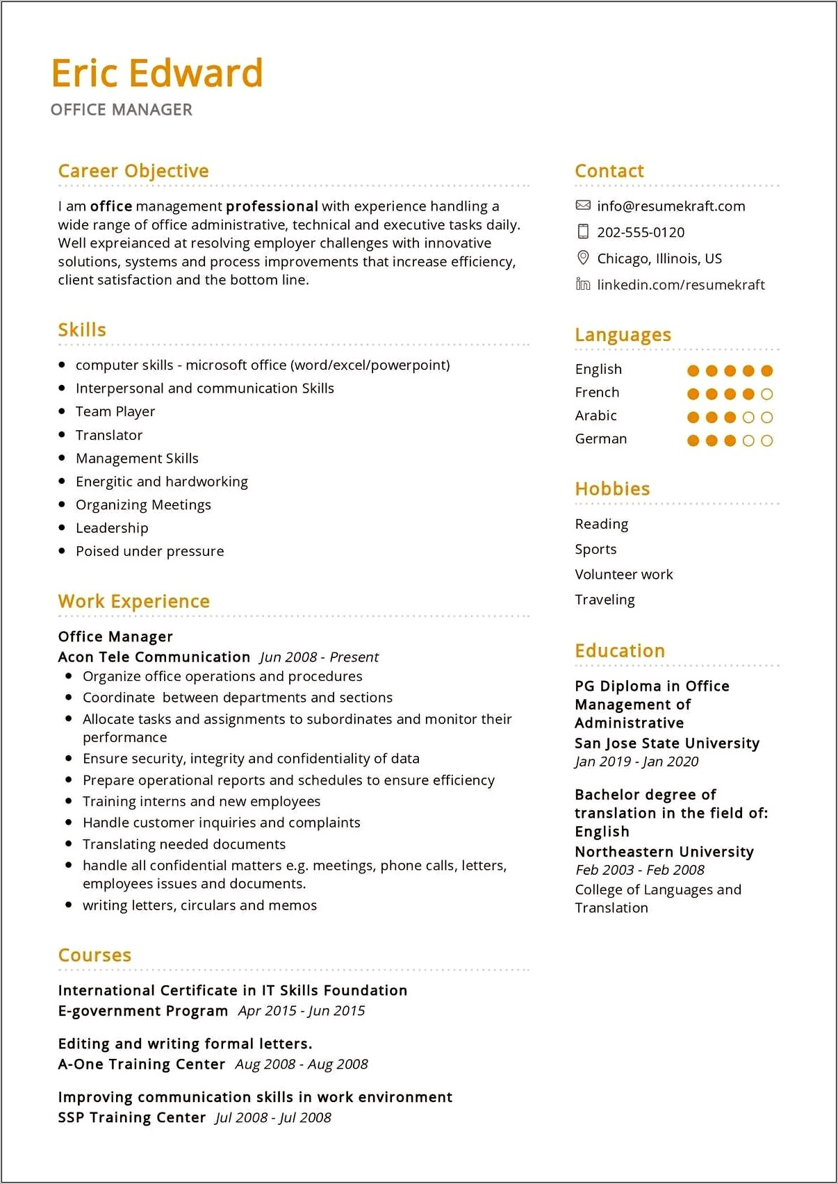 Sample Office Manager Job Description Resume