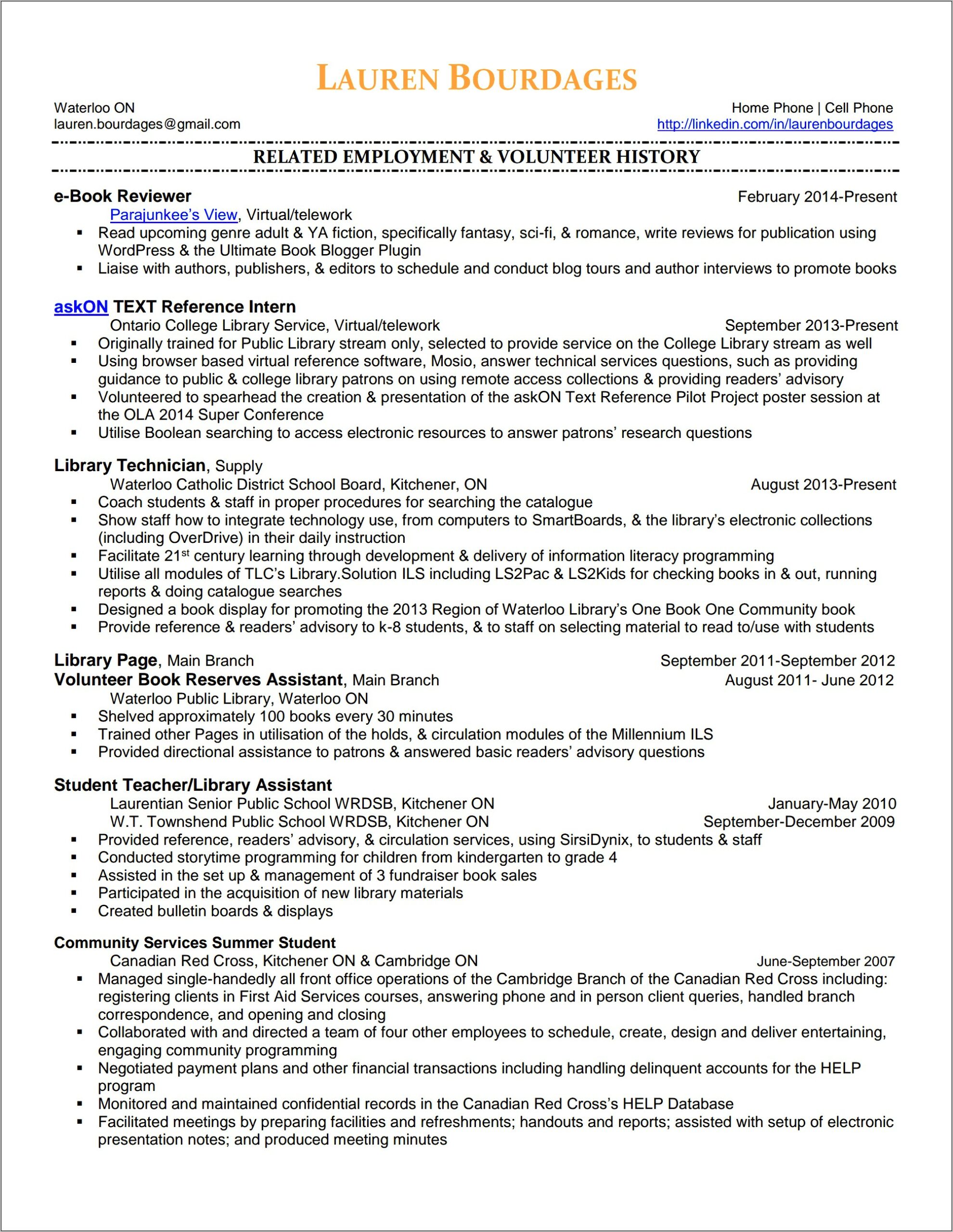 Sample Paraprofessional Resume With No Experience