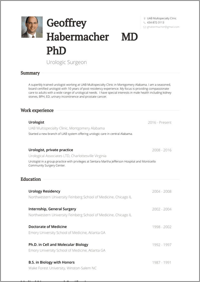 Sample Phd In Cancer Biology Resume