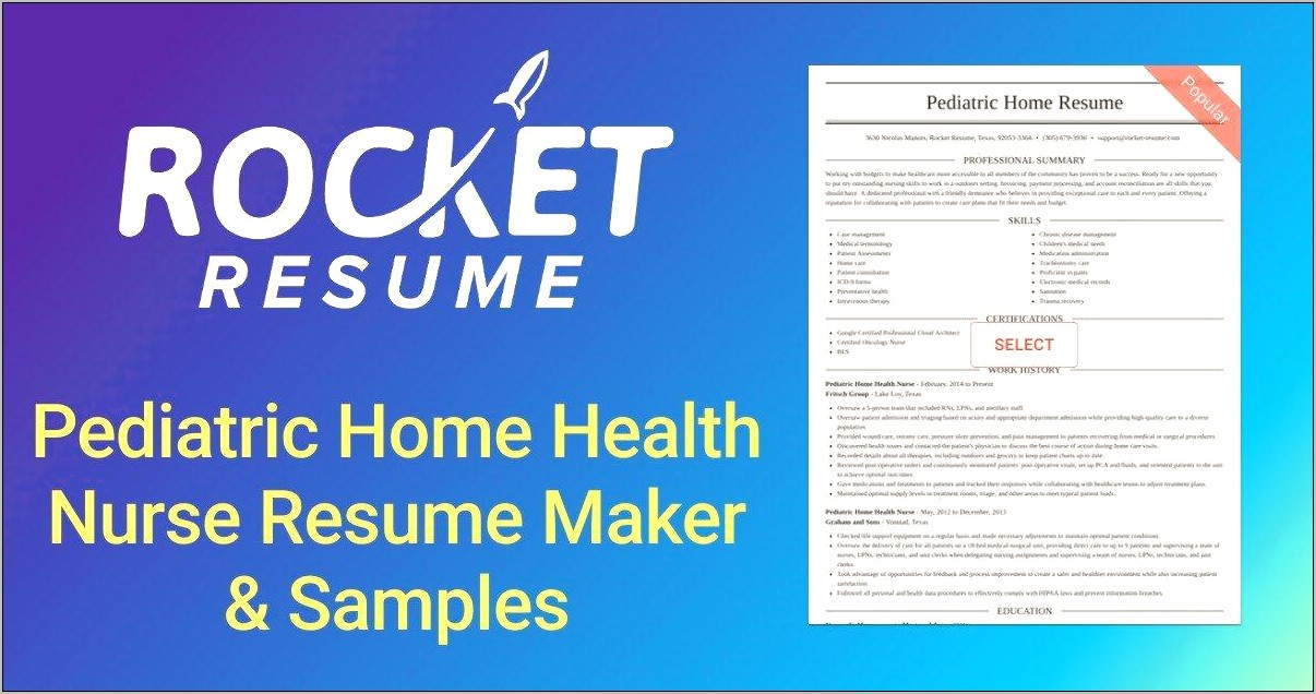 Sample Professional Resume For A Home Health Nurse