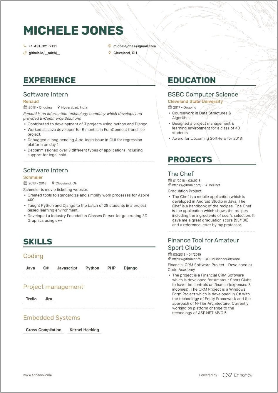 Sample Projects For Entry Level Testing Resume