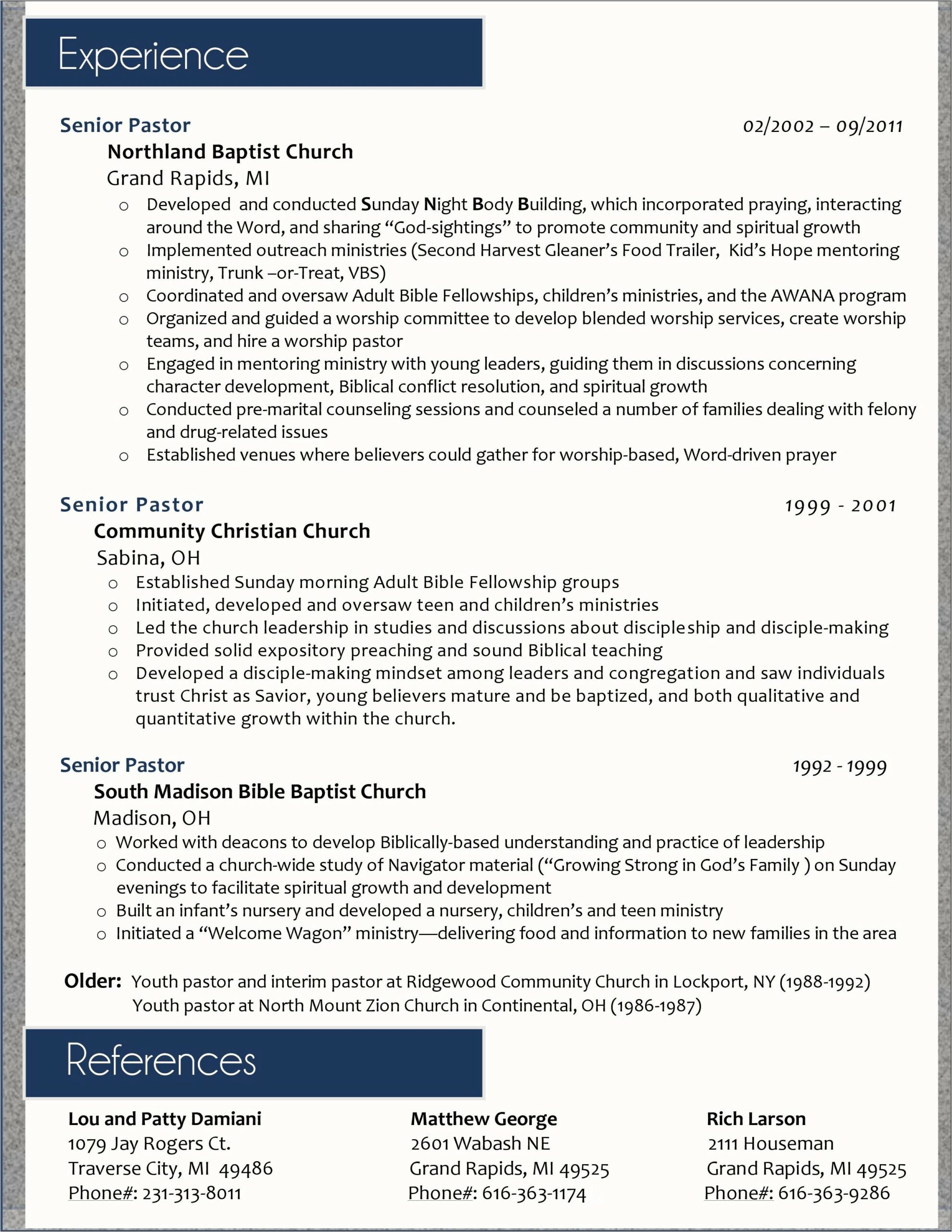 Sample Questions For Screening Pastor Resumes