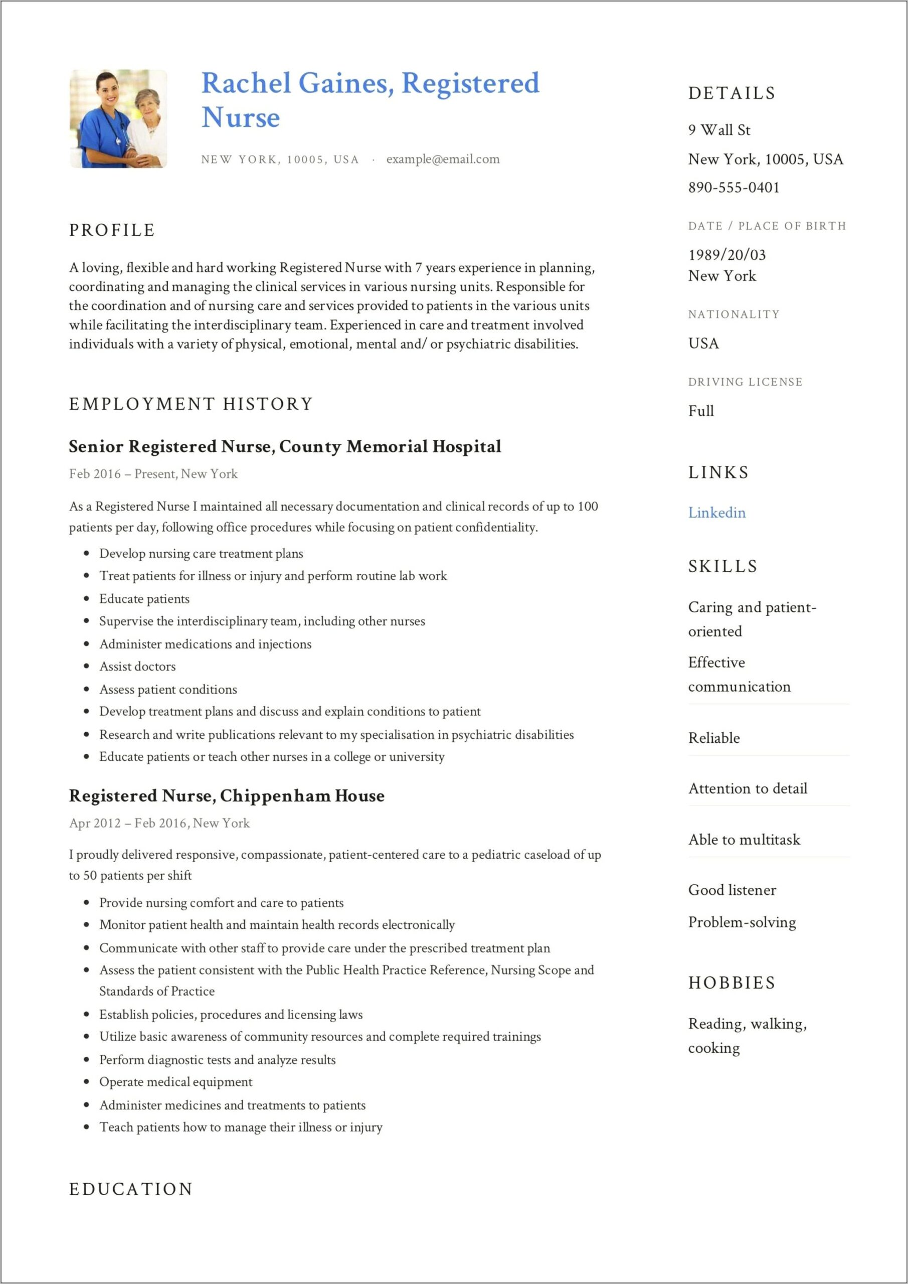 Sample Reference Page For Nursing Resume