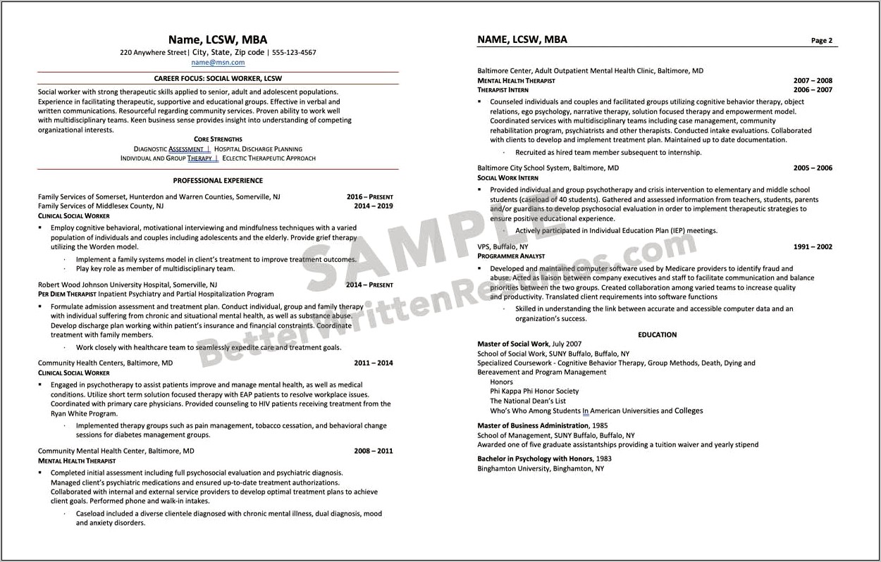 Sample Resume A Student Social Worker