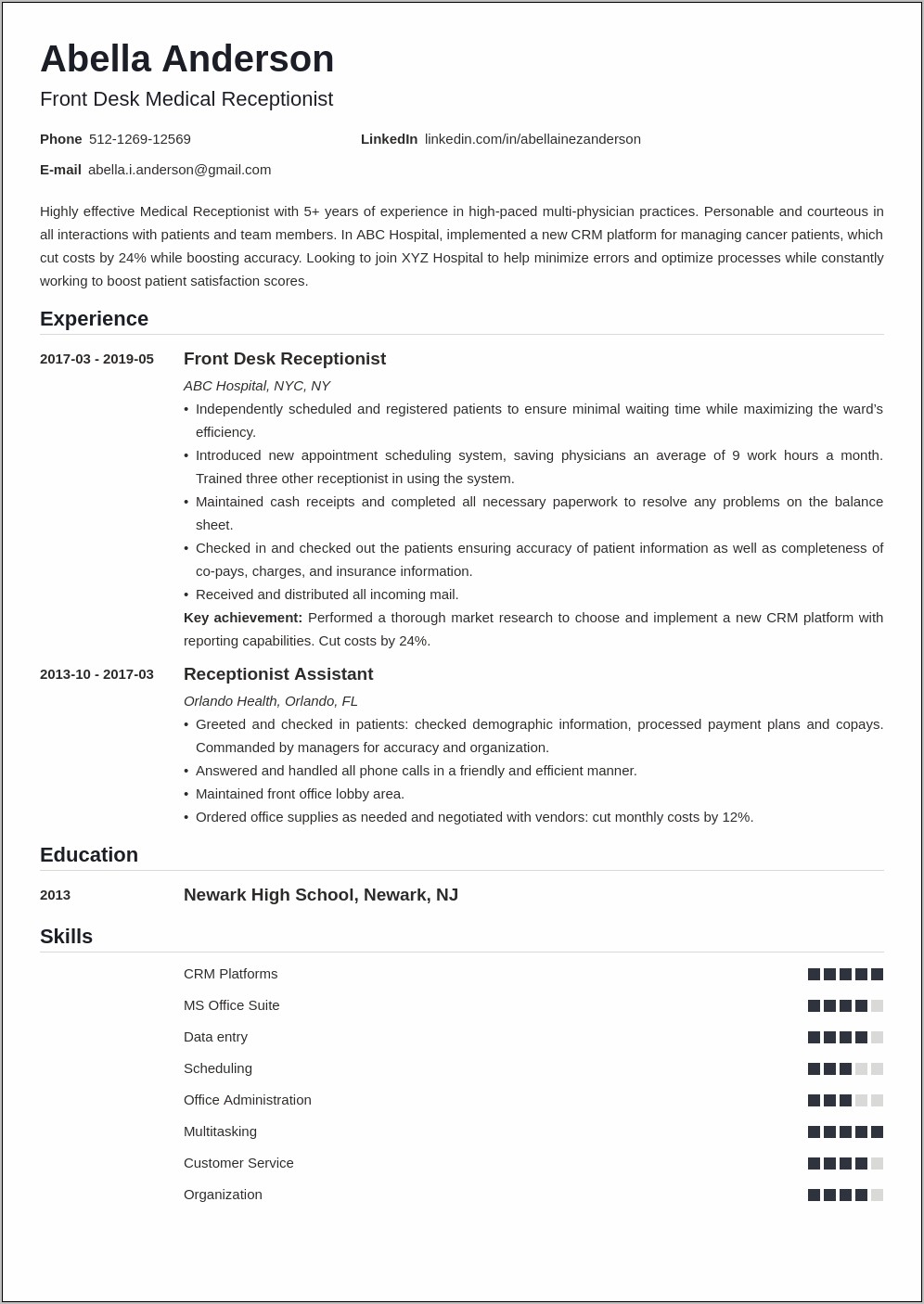 Sample Resume Administrative Assistant Doctors Office