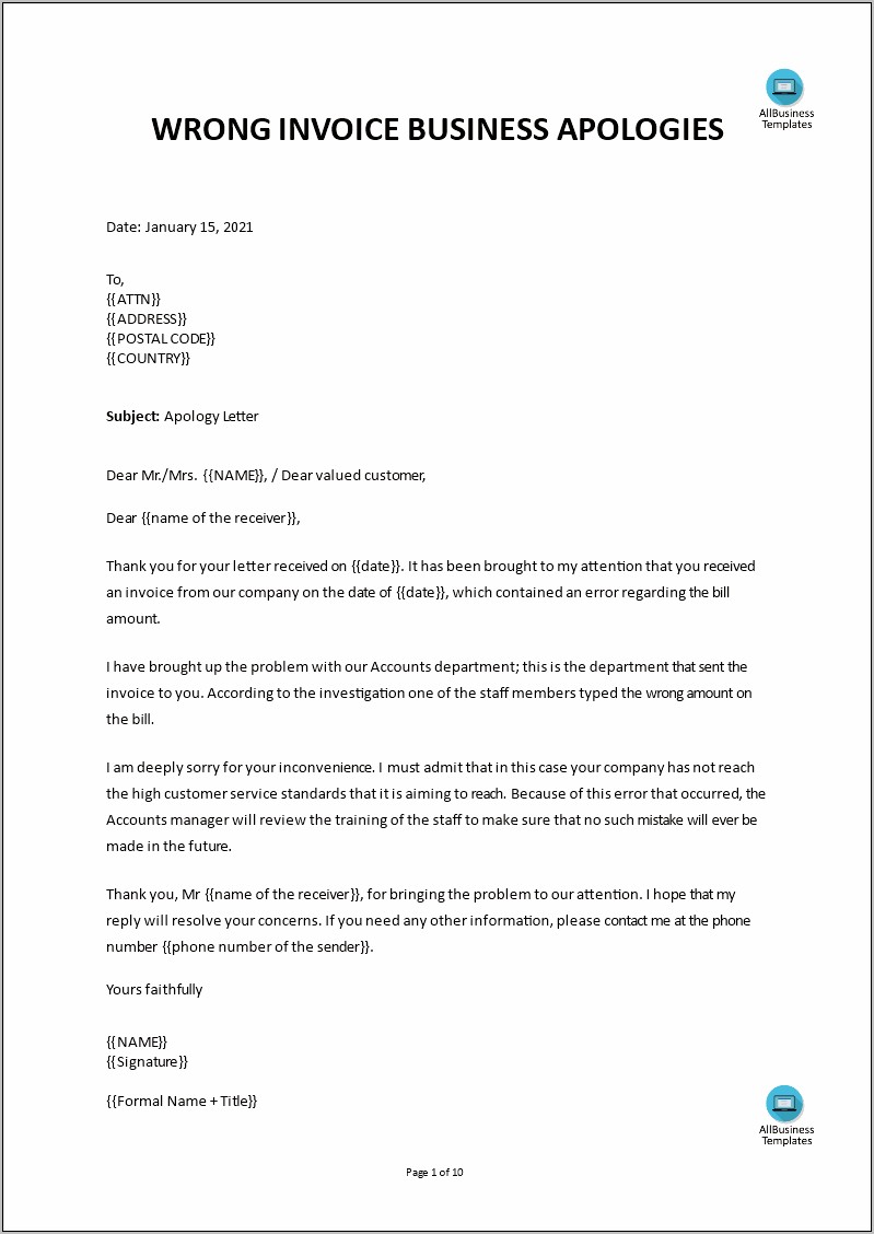 Sample Resume Apology Email To Client