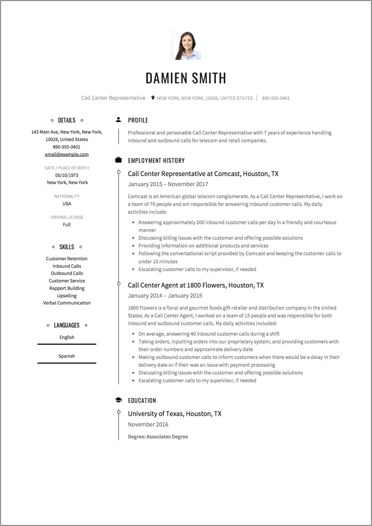Sample Resume Call Center Agent No Work Experience