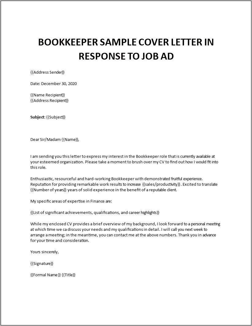 Sample Resume Cover Letter For Accounting Clerk
