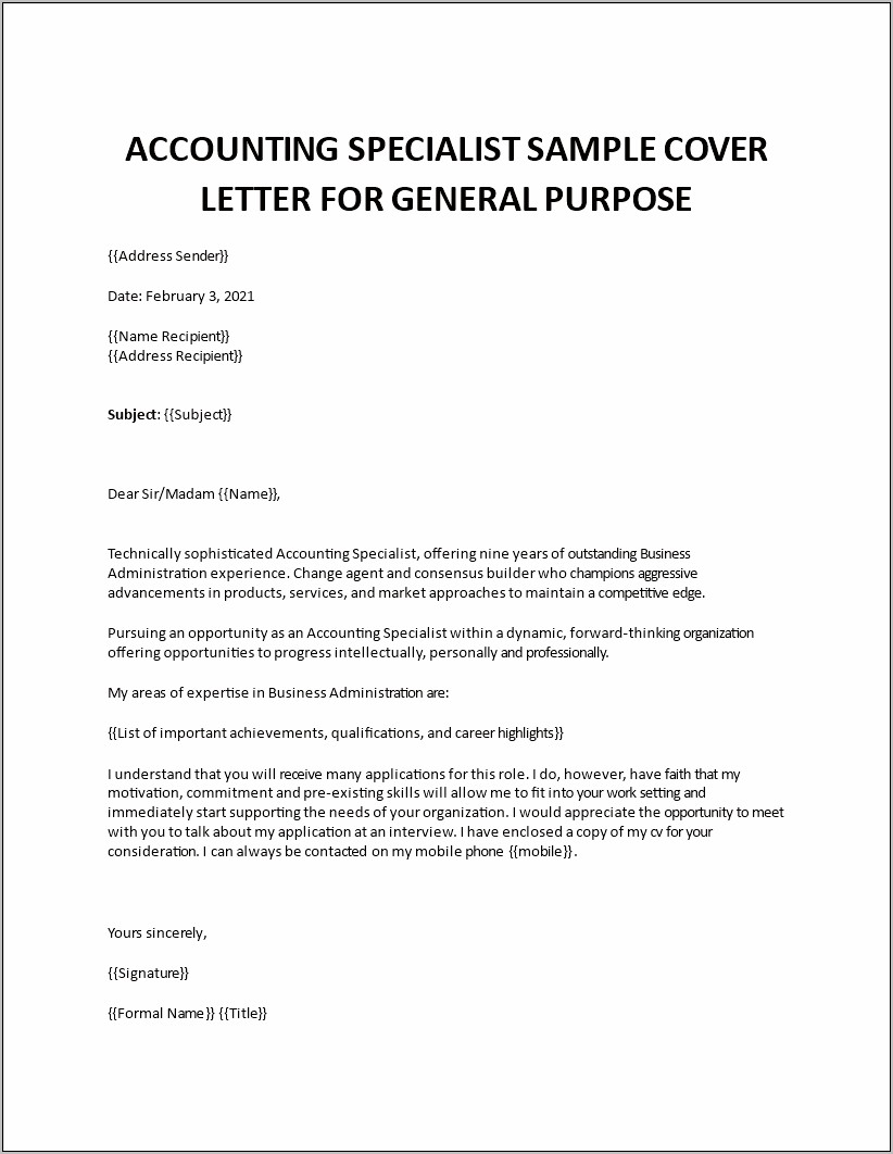 Sample Resume Cover Letter For Contract Specialist