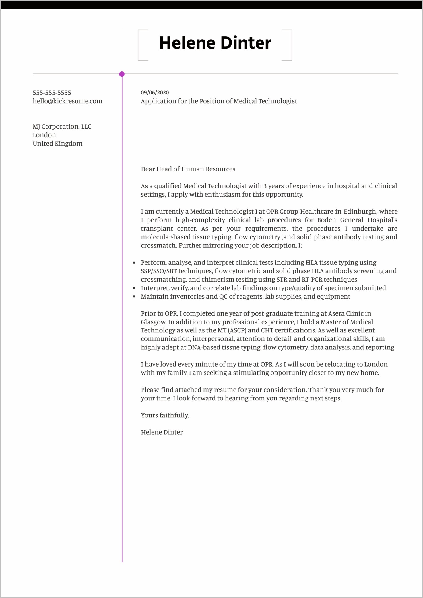 Sample Resume Cover Letter For Histotechnologist Jobs