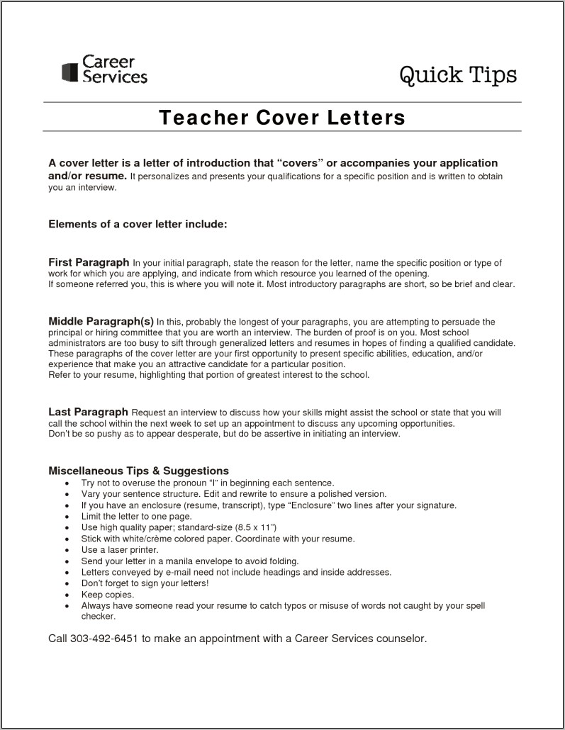 Sample Resume Cover Letter For Teacher Assistant