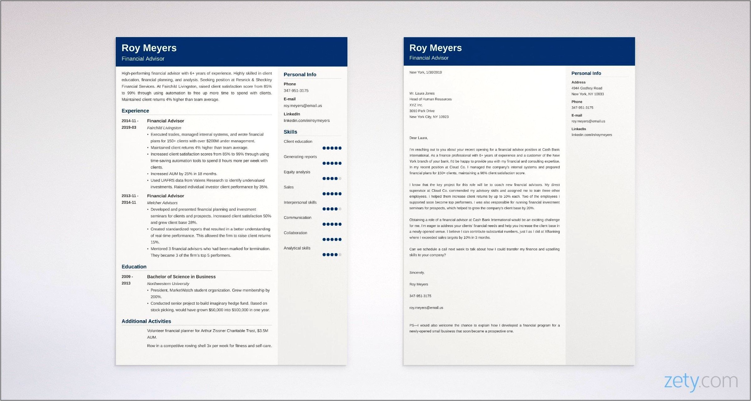 Sample Resume Cover Letters For Banking