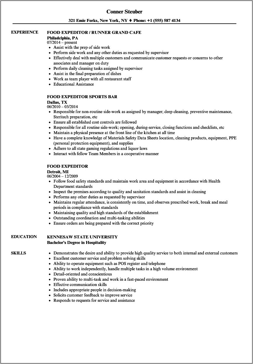 Sample Resume Examples For Chilis Cook Duties