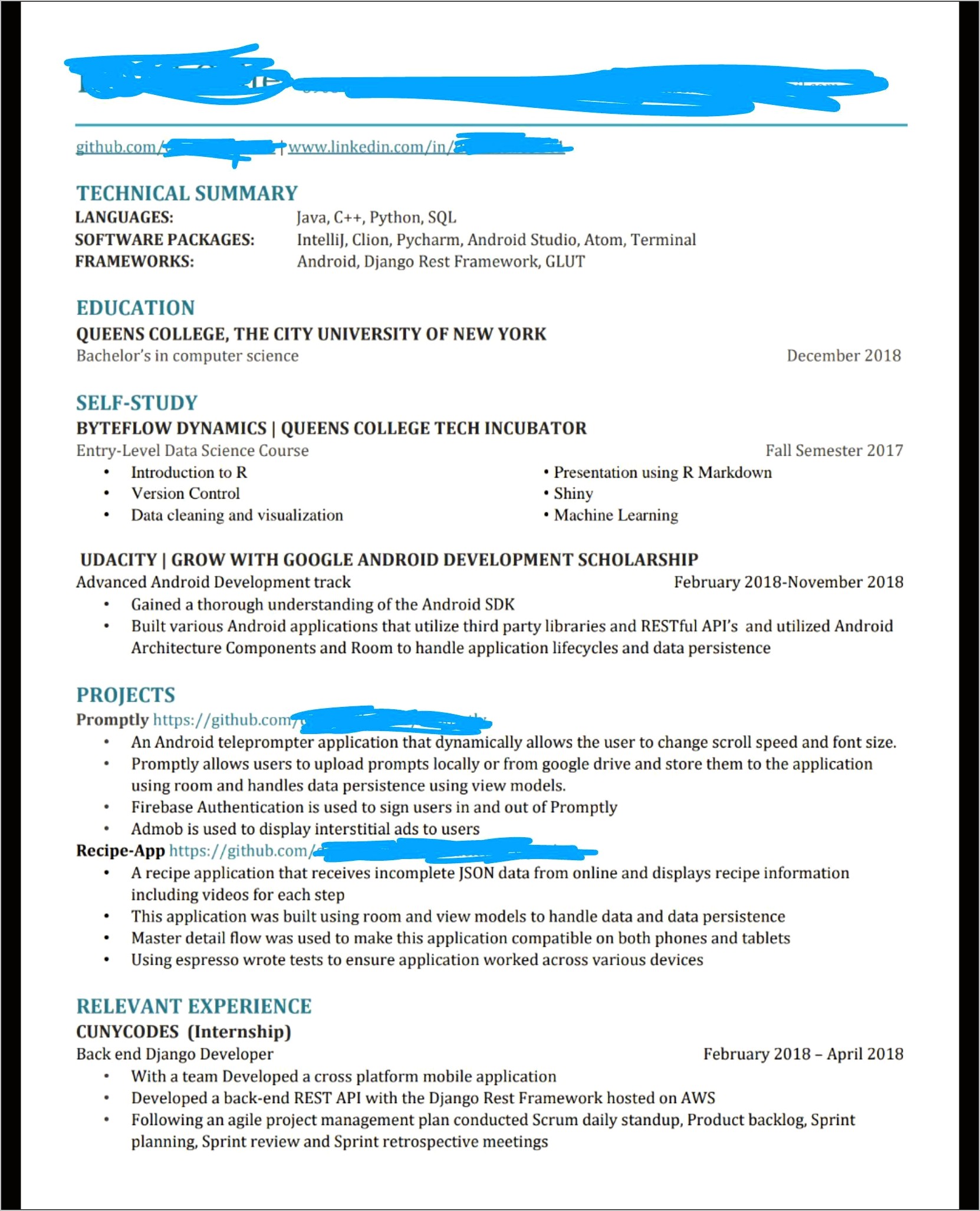 Sample Resume For 1 Year Experienced Android Developer