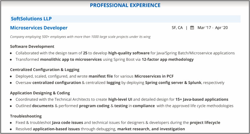 Sample Resume For 3 Years Experience In Java