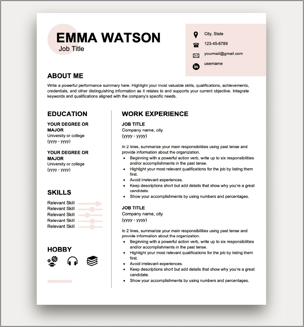 Sample Resume For A First Time Job