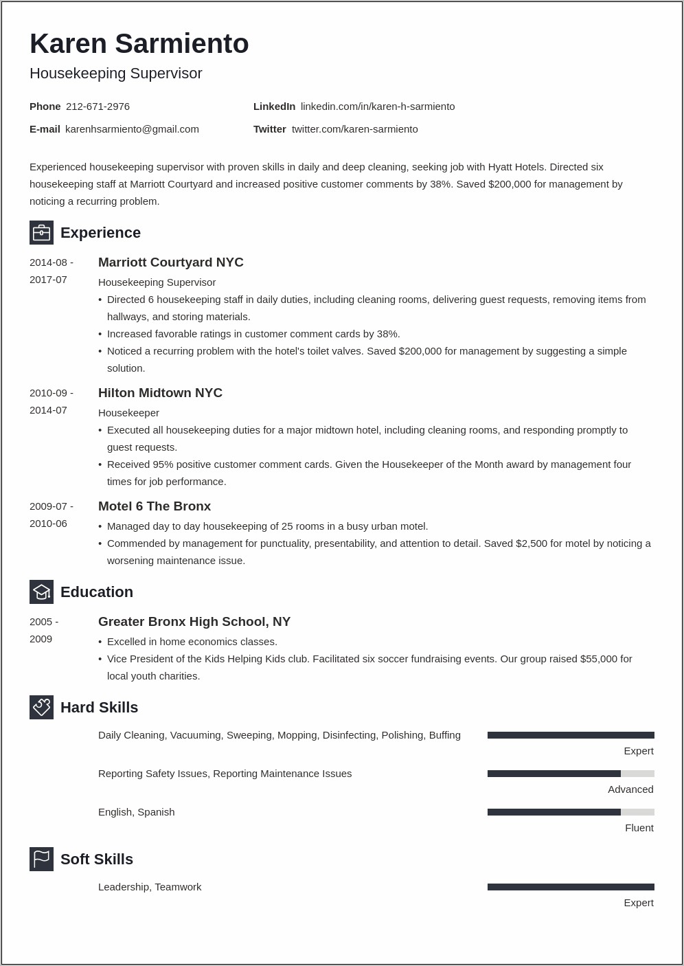 Sample Resume For A House Cleaner