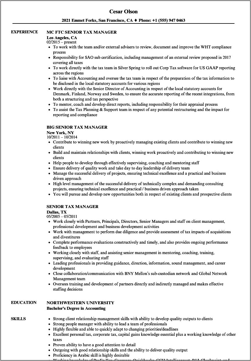 Sample Resume For Account And Tax Analyst