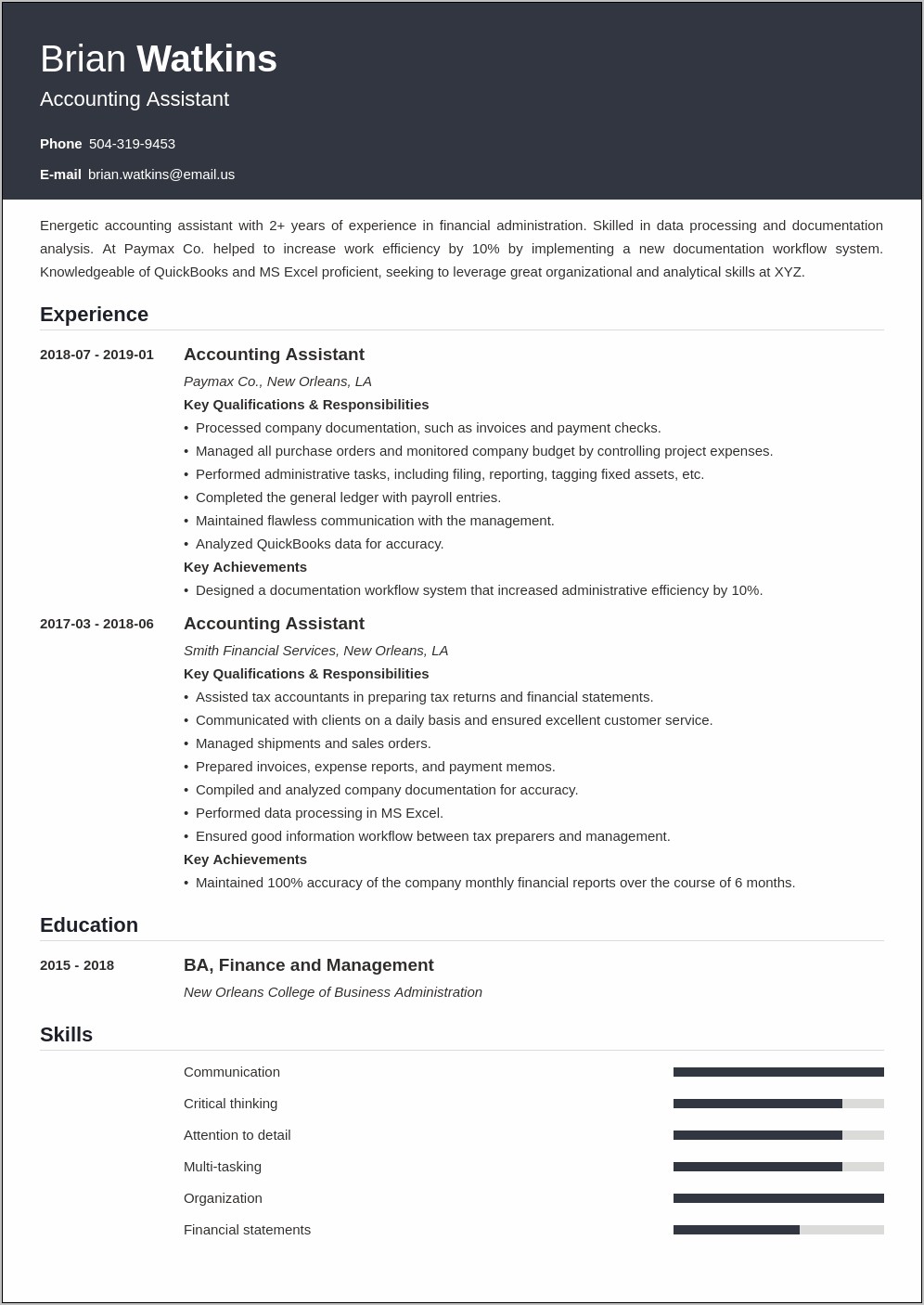 Sample Resume For Accounting Staff In The Philippines