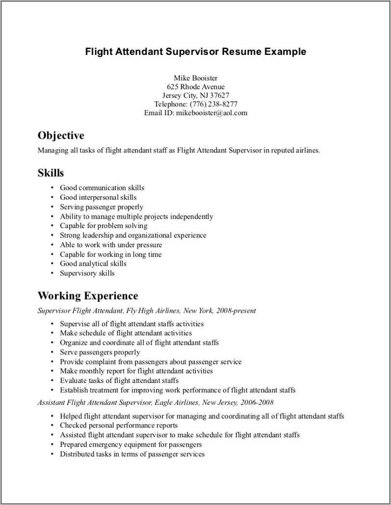 Sample Resume For Air Hostess Fresher Pdf