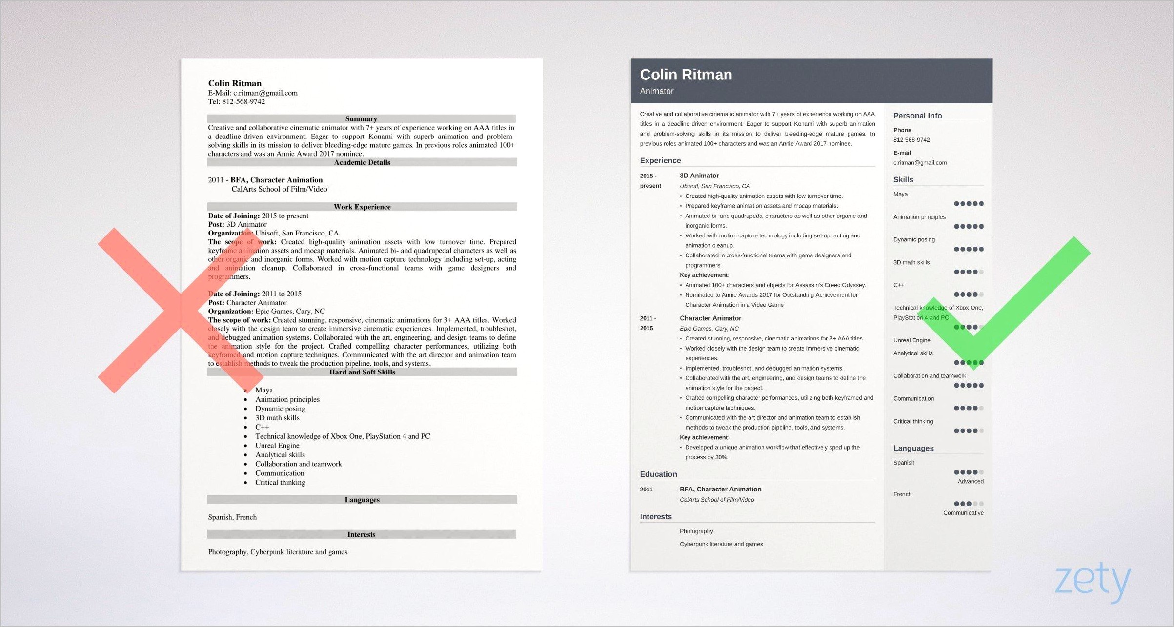 Sample Resume For Animation Internship Application