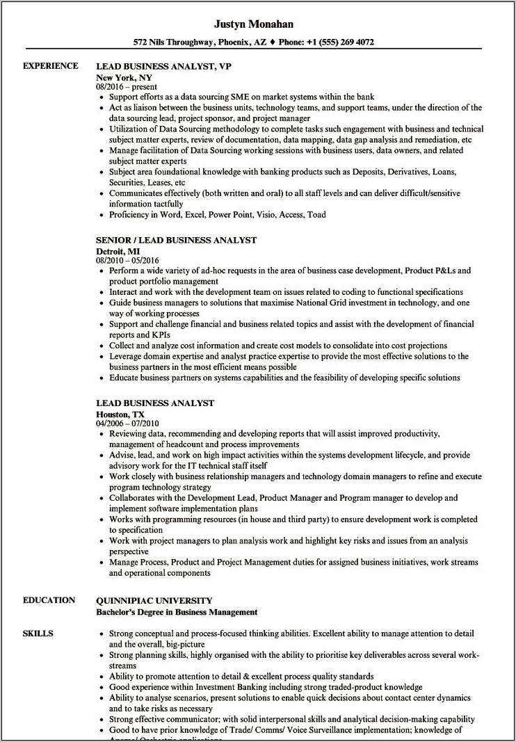 Sample Resume For Application Support Manager