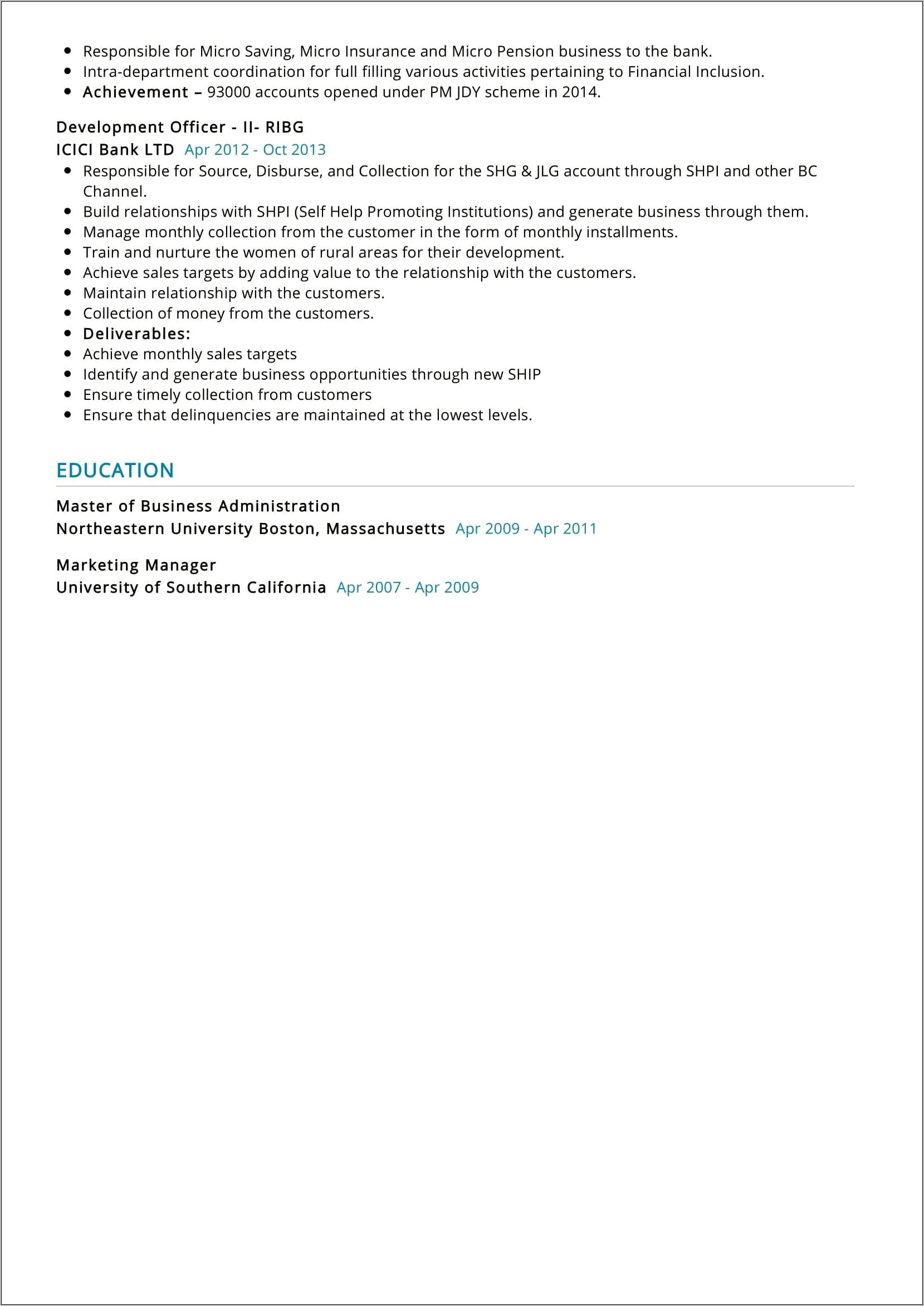 Sample Resume For Assistant Manager Finance