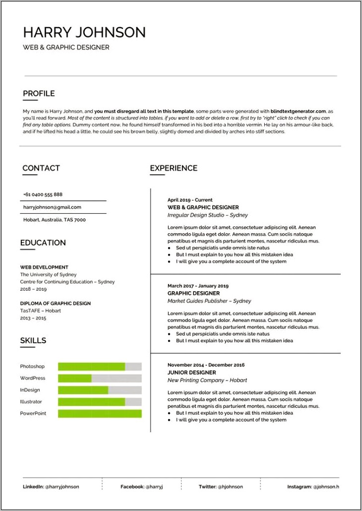 Sample Resume For Australian It Jobs