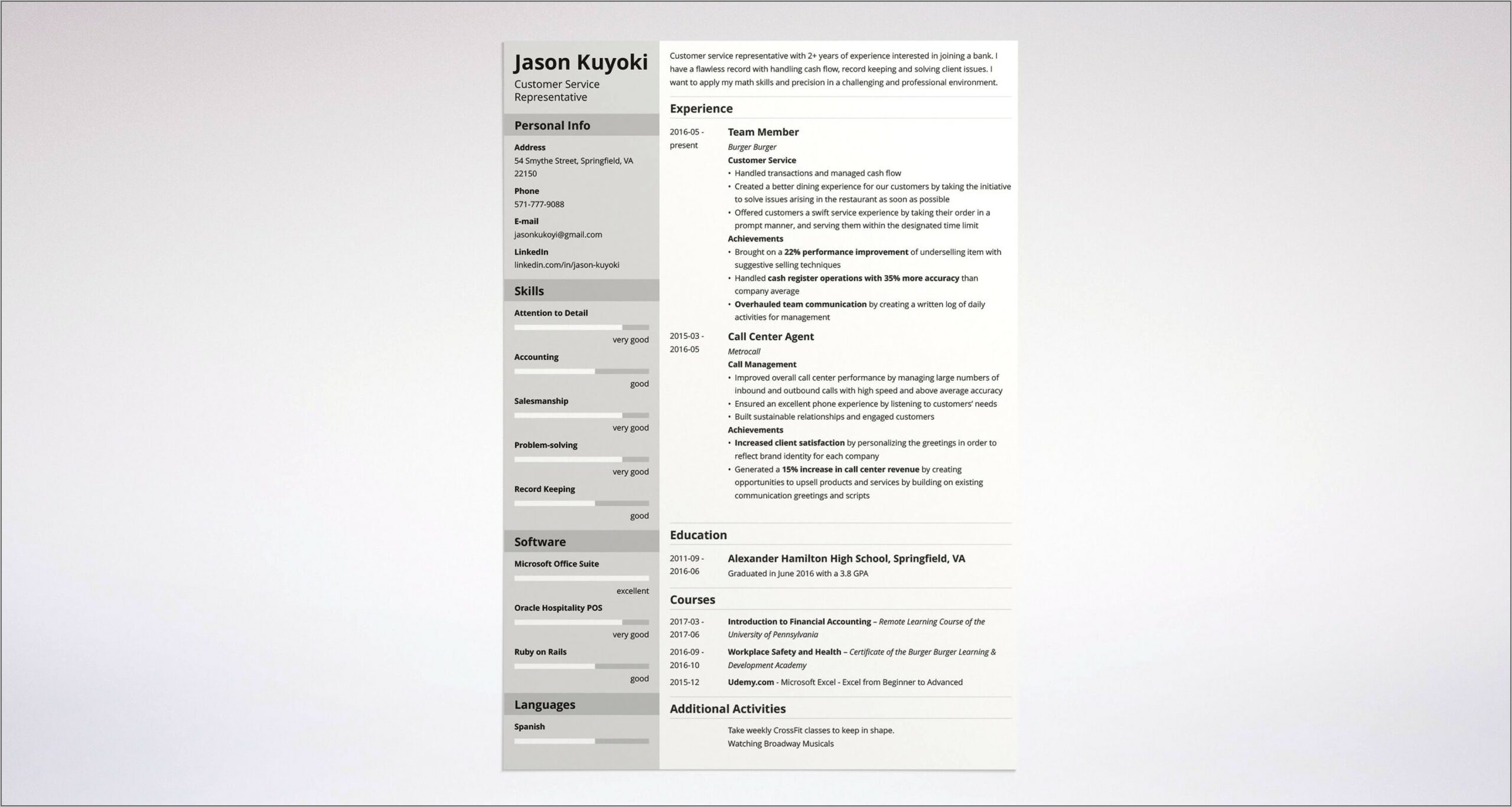 Sample Resume For Bank Jobs Fresher