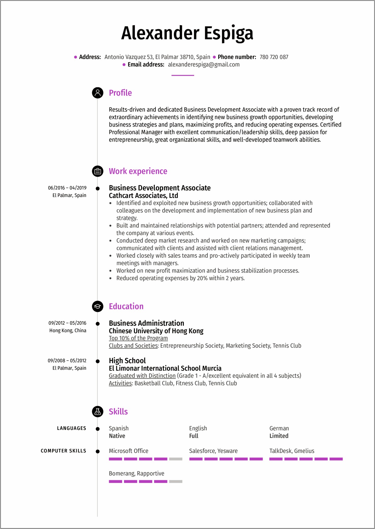 Sample Resume For Business Process Associate