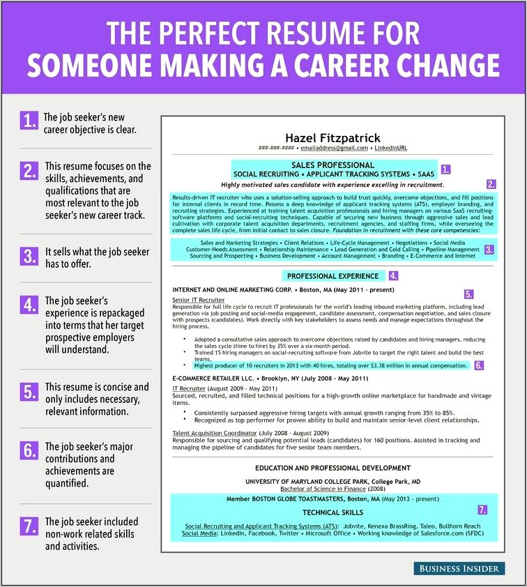 Sample Resume For Career Change To Teaching