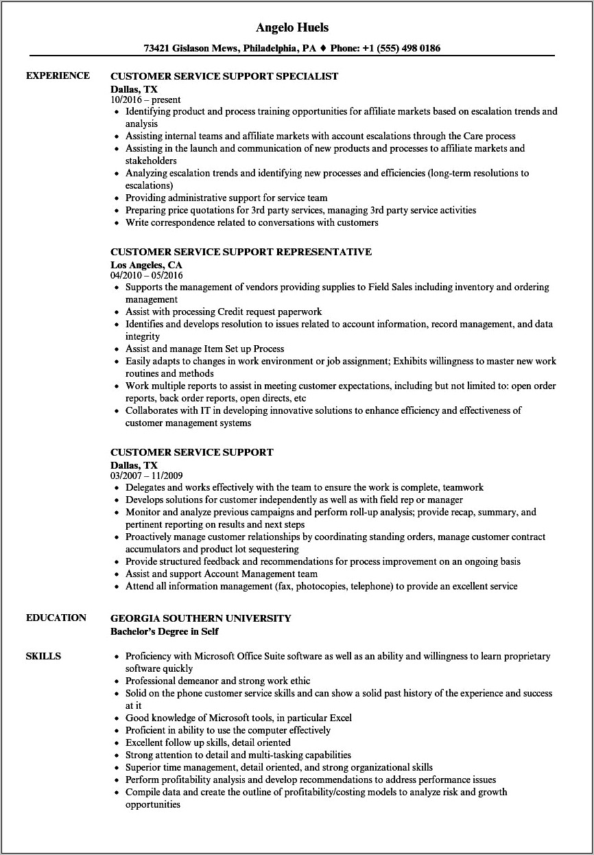 Sample Resume For Cell Phone Tech Support Representative