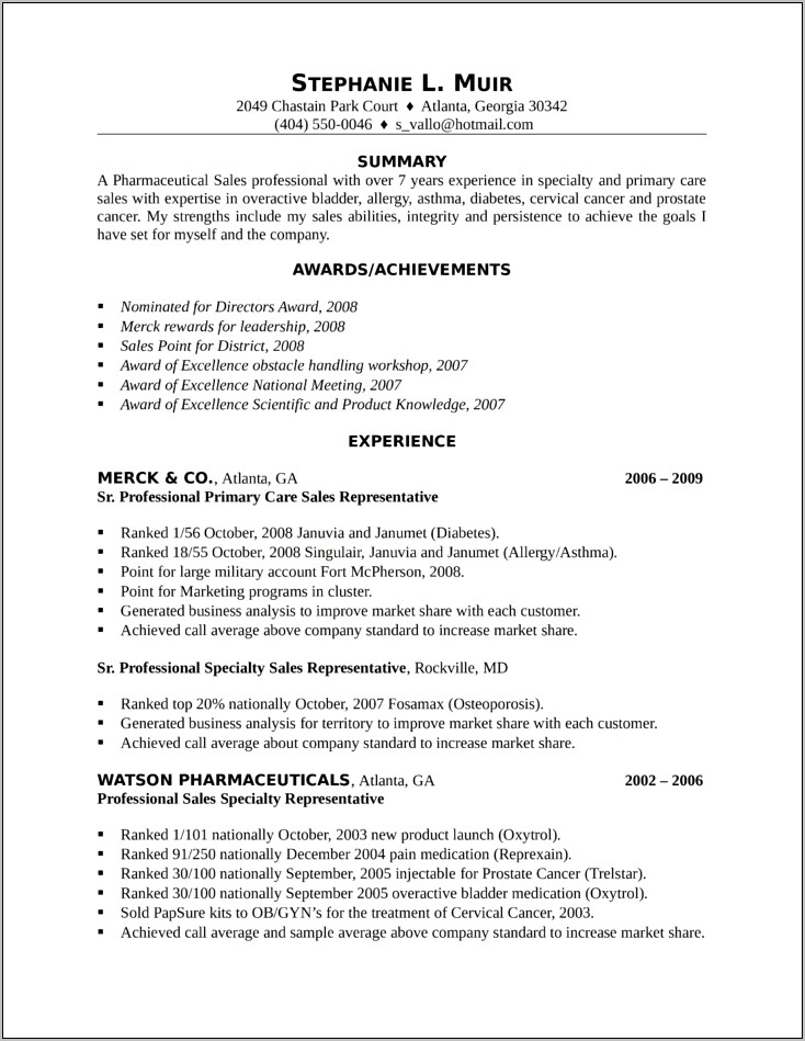 Sample Resume For Chemist In Pharmaceutical Company