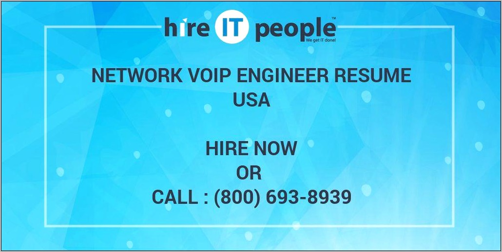 Sample Resume For Cisco Voip Engineer