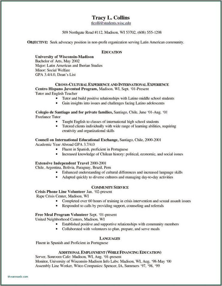 Sample Resume For Community College Teaching Position