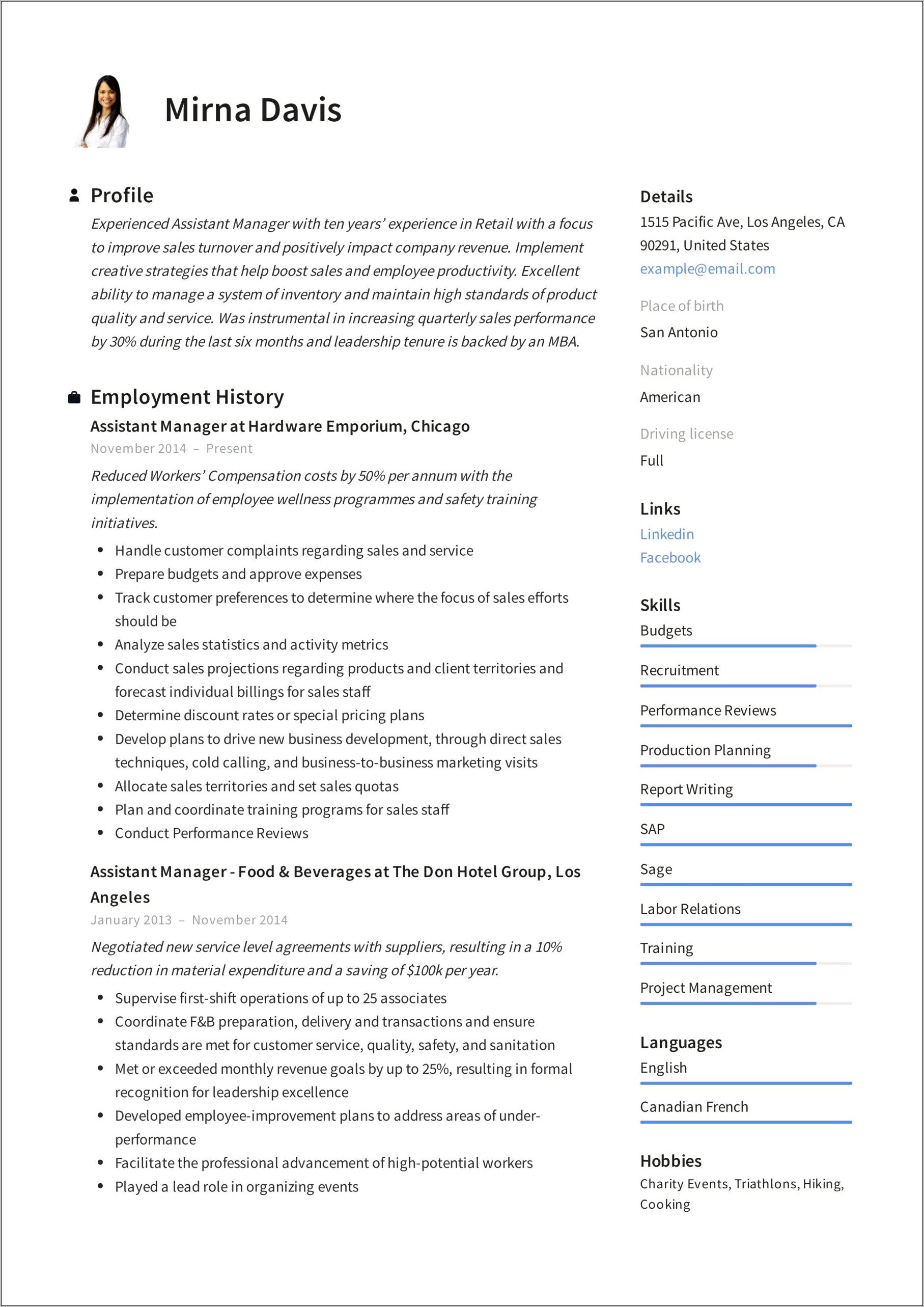 Sample Resume For Deputy Manager Accounts
