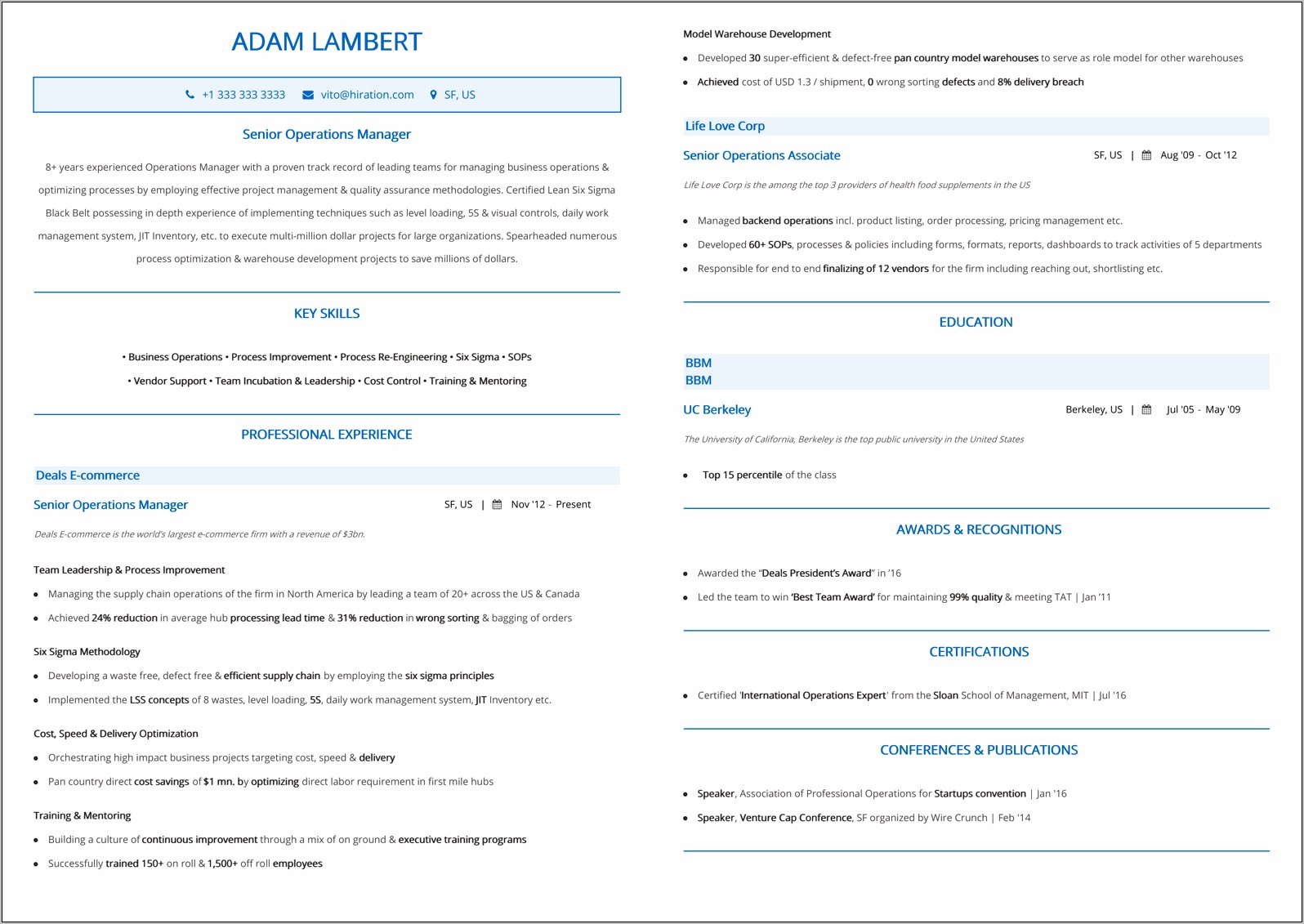 Sample Resume For Ecommerce Operations Manager