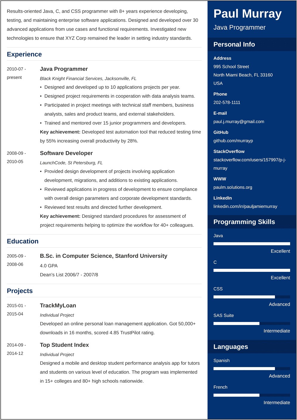Sample Resume For Entry Level Sas Programmer