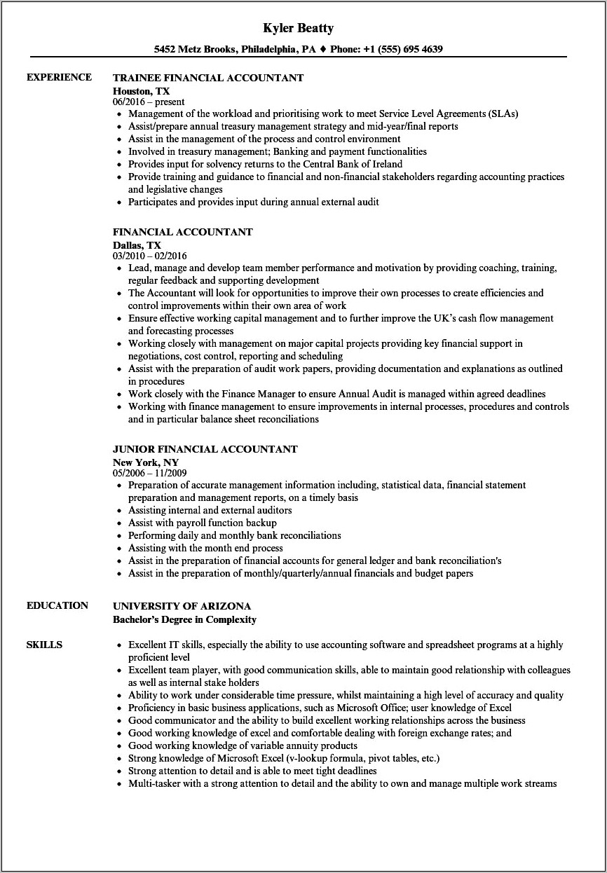 Sample Resume For Experienced Accountant In India