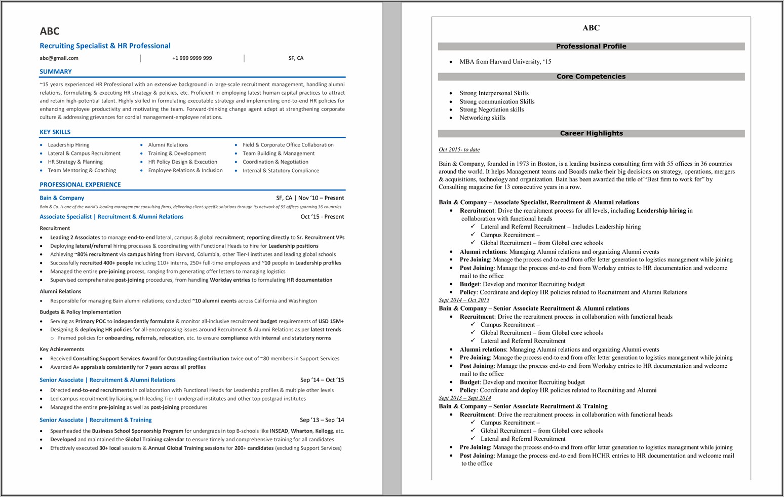 Sample Resume For Experienced It Recruiter